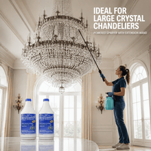 Load image into Gallery viewer, Brilliante powered sprayer cleaning a large crystal chandelier with two 32oz refill bottles