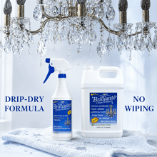 Load image into Gallery viewer, Brilliante Crystal Cleaner spray bottle and gallon refill with drip-dry no-wipe formula