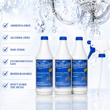 Load image into Gallery viewer, Brilliante three-bottle cleaner kit with ammonia-free, alcohol-free, non-toxic, biodegradable formula benefits