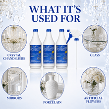 Load image into Gallery viewer, Brilliante three-bottle cleaner kit for crystal chandeliers, glass, mirrors, porcelain, and artificial flowers
