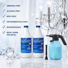 Load image into Gallery viewer, Brilliante two-bottle powered sprayer kit with drip-dry no-wipe formula
