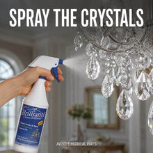 Load image into Gallery viewer, Brilliante Crystal Cleaner sprayed on chandelier crystals and left to drip dry

