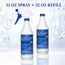 Load image into Gallery viewer, Brilliante Crystal Cleaner 32oz spray bottle and refill bottle with Made in USA badge
