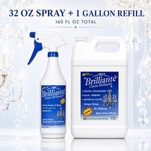 Load image into Gallery viewer, Brilliante Crystal Cleaner 32oz spray bottle with 128oz gallon refill, 160oz total
