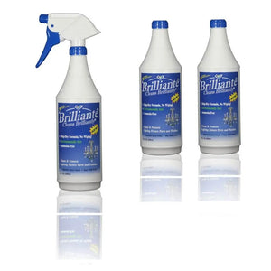 Brillianté Crystal Cleaner Spray Bottle 32oz + 2 Refill Bottles