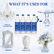 Load image into Gallery viewer, Brilliante Crystal Cleaner four-bottle kit for chandeliers, glass, mirrors, porcelain, and artificial flowers

