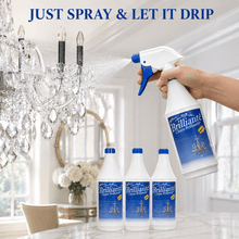 Load image into Gallery viewer, Brilliante Crystal Cleaner sprayed onto chandelier crystals with four-bottle refill kit
