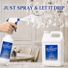 Load image into Gallery viewer, Brilliante Crystal Cleaner spray bottle applying drip-dry formula with gallon refill
