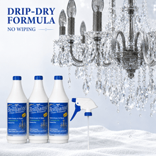 Load image into Gallery viewer, Brilliante Crystal Cleaner three-bottle kit with drip-dry no-wipe formula
