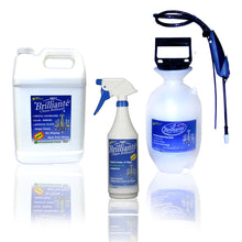 Load image into Gallery viewer, brillianté crystal cleaner gallon tank sprayer + spray bottle + gallon refill bottle package

